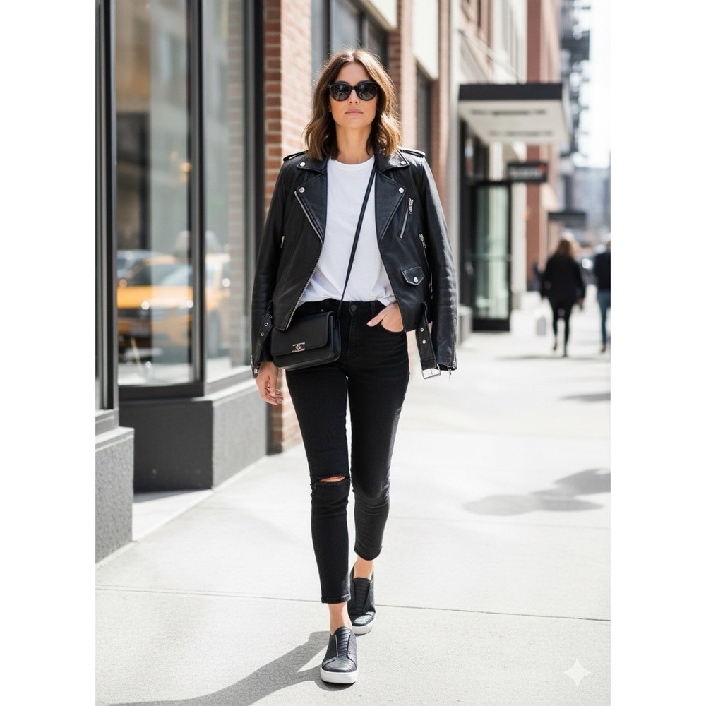 J/Slides NYC Sneakers Black Leather Slip On Snakeskin Embossed Minimalist Luxe